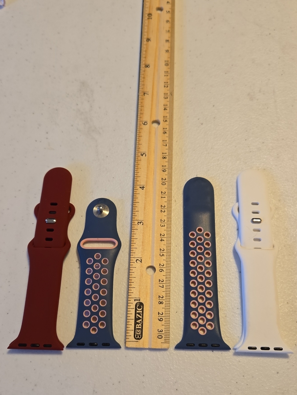 APPLE Silicone Replacement watchbands Burgundy,Navy,White set of 3 ALL (S/M) #6
